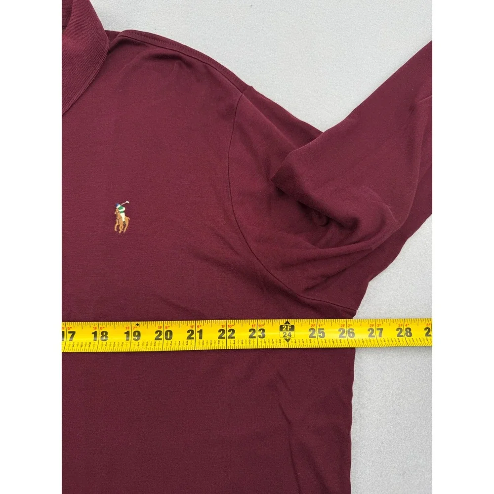Polo‎ Ralph Lauren Long Sleeve Soft Cotton Polo Shirt Mens XL Maroon Flesh Pony
